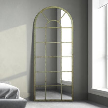 The Dorset - Green Country Metal Framed Arched Leaner Wall Mirror 62" X 26" (159CM X 66CM)