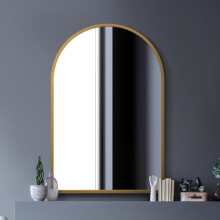 The Arcus - Gold Metal Framed Arched Wall Mirror 47" X 31" (120CM X 80CM). Suitable for Inside and Outside