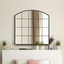 The Arcus - Black Framed Arched Window Leaner/Wall Mirror 39" X 39" (100x100CM) Suitable for Inside and Outside!