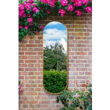 The Vultus - New Gold Metal Framed Double Arched Garden Wall Mirror 71" X 24" (180CM X 60CM) Suitable for Outside and Inside