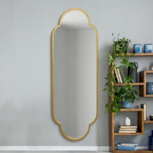 The Duplici - New Gold Metal Framed Double Arched Oval Wall Mirror 67" X 23" (170CM X 59M)