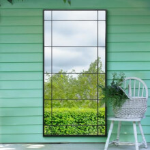 The Tabula - New Black Metal Framed Window Wall or Leaner Garden Mirror 71" X 35" (180CM X 90CM)