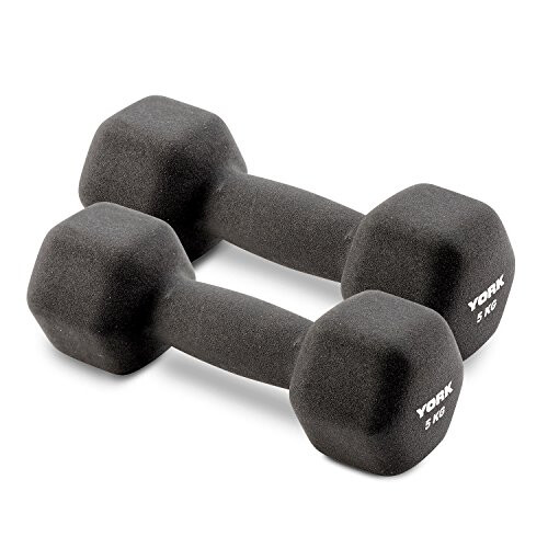 York Fitness York 5Kg Neoprene Hex Dumbbells (x2)