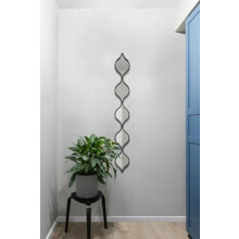 MirrorOutlet The Quinque - Black Metal Framed Tear Drop Wall Mirror 49" X 6" (124CM X 15CM) Silver Mirror Glass with Black all weather Backing.