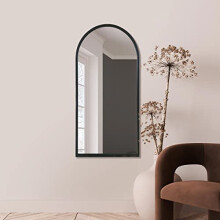 MirrorOutlet Arched Modern Black Large Arched Metal Modern Wall Mirror: 120CM X 60CM - Suitable for Bedroom, Living Room, Dressing Room, and Living