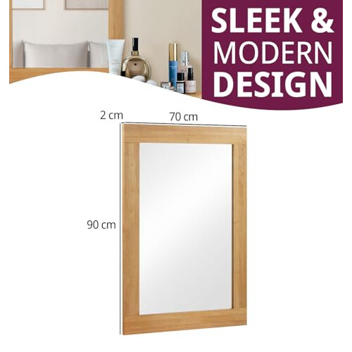 Hallowood Furniture Aston Rectangular Wall Mirror, Premium Glass 2