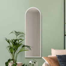 MirrorOutlet Arched Modern White Large Arched Metal Modern Wall Mirror: 120 x 40cm - Suitable for Bedroom, Living Room, Dressing Room, and Living