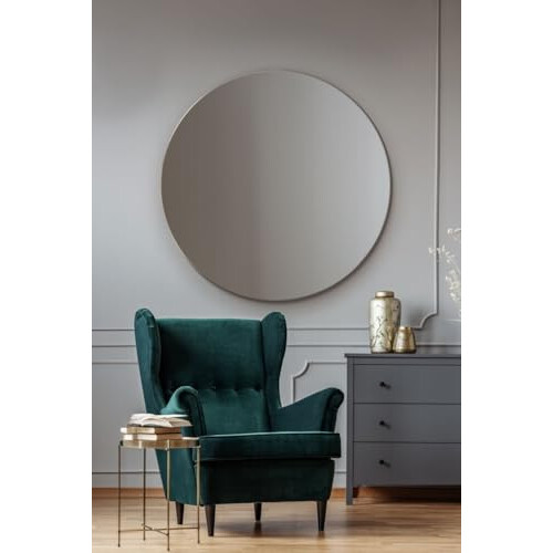 MirrorOutlet Extra Large Round Circular Frameless Bevelled wall Mirror: 110cm – Elegant Wall-Mounted Circular Mirror 1