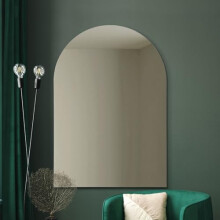 MirrorOutlet The Arcus - Frameless Modern Full Length Arched Wall Mirror 40" X 28" 100 X 70CM Silver Mirror Glass with Black wooden Backing - Polished