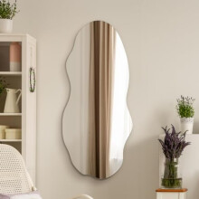 MirrorOutlet Large Irregular Organic Pebble Wall Mirror, Frameless: Size 100 x 45cm, Asymmetrical Home Decor for Bathroom, Entryway, Bedroom & Living