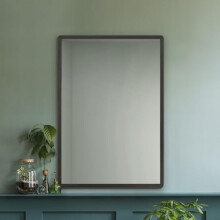 MirrorOutlet The Naturalis - Solid Black Oak Rounded Corners Modern Wall Mirror 39" X 27.5" (100CM X 70CM) 48m deep frame Premium Mirror Glass with