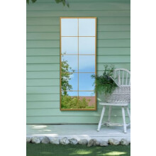 MirrorOutlet The Genestra - Gold Modern Window Garden Full Length Wall Mirror 59 x 24 150 x 60cm Silver Mirror Glass with Black Metal Frame.