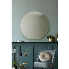 MirrorOutlet Frameless Flat Bottom Round Wall Mantle Mirror 29"x28" 74x70cm