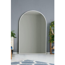 MirrorOutlet The Arcus - White Framed Modern Full Length Arched Leaner/Wall Mirror 75" X 47" 190 X 120cm Silver Mirror Glass with Black All weather