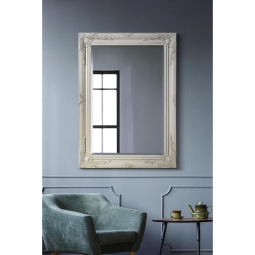 Antique Design Classic Ornate Ivory Mirror 3ft8 x 2ft8 1