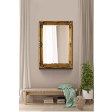 3Ft8 X 2Ft8 112x81cm Large Gold Antique Style Wood Wall Mounted/Rectangle Mirror