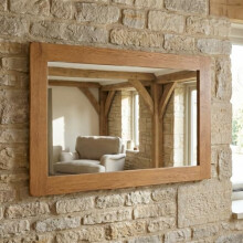 The Furniture Market Rustic Oak Medium Wall Mirror | Solid Oak Chunky Frame | Landscape & Portrait Hanging | Durable Satin Finish | Timeless Country