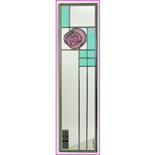 Winged Heart Decorative Stained Glass Mirror in a Mackintosh Rose and Lattice Design in Pink Colour.