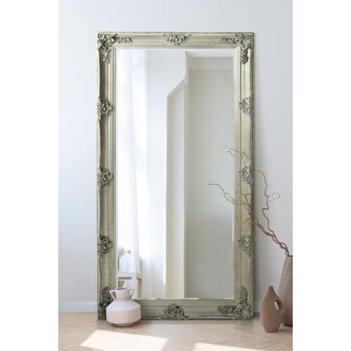 Large silver decorative ornate wall mirror 5ft5 X 2ft7(168cm x 61cm) 1