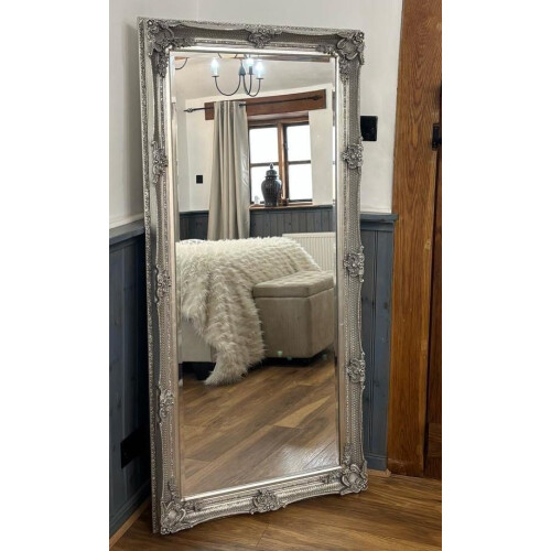 Large silver decorative ornate wall mirror 5ft5 X 2ft7(168cm x 61cm) 2