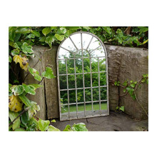 MAISONICA 60cm Arched Garden Indoor Outdoor Mirror - Grey Vintage Shabby Chic