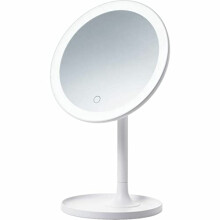 Magnitone Lightup LED Desktop Makeup Mirror, Built in ring light, 10x magnifying attachment, Close up makeup application & facial hair removal, USB