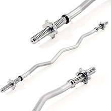 4 FT Weight Lifting Curl Bar Chrome Barbell Super Gym Equipment Anti-Slip Hand Grip Training Fitness Exercise Curl Bar with Spin Lock Collars (4 ft)