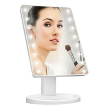 16 LED Lighted Touch Screen Makeup Mirror with 10x Magnifying Round Mirror – Bright Vanity Cosmetic Mirror for Dressing Table, Portable Beauty