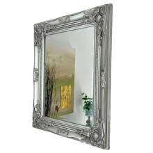 Darthome Silver Baroque Rococo Wall Mirror Shabby Chic Rectangle Wood Frame French Antique 42cm x 53cm