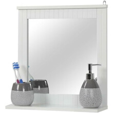 Greenfields Wall Mounted Mirror for Bathroom, Living Room - Hanging Vanity Mirror - Space Saving Shelf Design - Tidy and Organised - Wood Rectangular