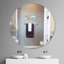 Frameless Round Wall Mounted Mirror Frameless Bathroom Living Room A Must have Mirror Home Decor (80x80 cm)