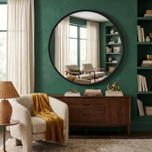 DEENZ Round Mirror - Black 80Cm Deep Aluminium Frame Wall Mounted Mirror Bathroom Living Room A Must Have Mirror Very Good Size