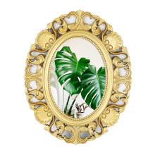 DEENZ Oval Baroque Hanging Mirror Beautiful Wall Mirror Chic Mirror Home Decor Best For Gift 54x44Cm (Gold)