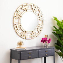 DEENZ Apollo Statement Mirror Stylish Circular Round Modern Living Room Bedroom Wall Mirror 76Cm Home Décor For Living Room Bedroom (Gold)