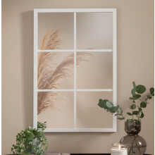 DEENZ Window Style Wall Mirror Durable Frame Indoor/Outdoor Living Collection Rectangular Wall Mirror 50X76Cm (White)