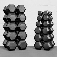 FORZA Rubber Hex Dumbbells [2.5kg - 50kg] | Gym & Home Weights - Pair of Weights (Half Set 2.5kg-25kg [10x Pairs])