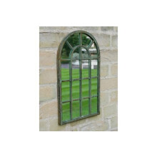42cm Round Arched Window Style Indoor Outdoor Mirror Garden Grey Shabby Chic Style