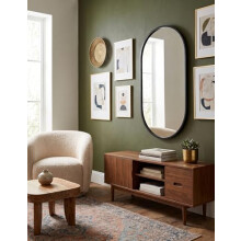 DEENZ Oval Silhouette Wall Mounted Mirror Classical Black Plastic/Glass Construction Antique Arched Framed House Warming Practical Solution Hanging