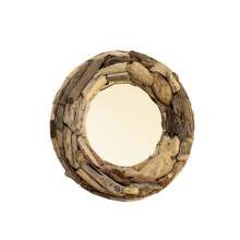 Darthome Rustic Teak Root Round Wall Mirror, Natural Driftwood Style Frame, Handcrafted Coastal Decor (Small 40cm)