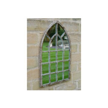 42cm Arched Window Style Indoor Outdoor Mirror Garden Grey Shabby Chic Style