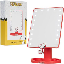 Get Trend Peanuts Snoopy Vanity Makeup Mirror with Lights, Dressing Tabletop LED Mirror with Trinket Tray, Compact & Battery Operated Travel