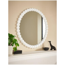 DEENZ Round Bobbin Edges Wall Mounted Ornamental Mirror Glass & Plastic Spherical Beaded Frame Pattern Hanging Both Way Horizontal/Vertical Circle