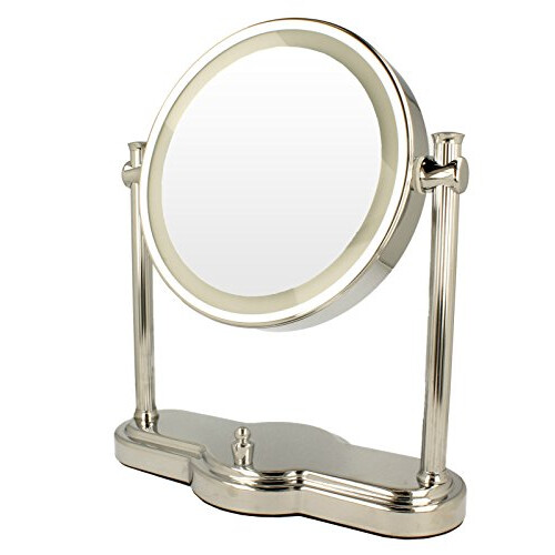 Clearview 8" Round Double Sided LED Tabletop Illuminated Magnifying Mirror 1/5X Magnification - MLMIR109