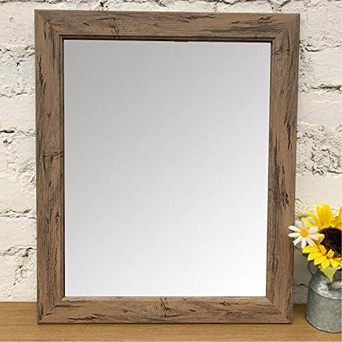 Vintage Dark Wooden Frame Rectangular Home Fireplace Wall Mounted Mirror Large