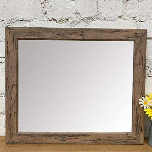 Vintage Dark Wooden Frame Rectangular Home Fireplace Wall Mounted Mirror Large 1