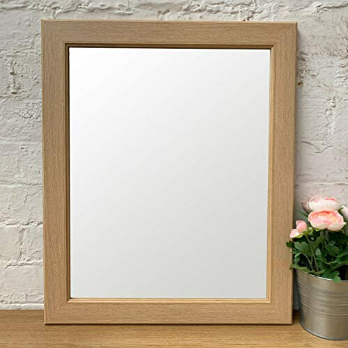 Darthome Vintage Veneer Natural Wood Frame Rectangular Home Fireplace Wall Mounted Mirror Large