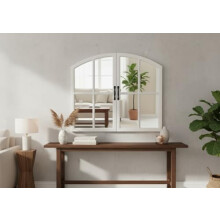 NEW SHAPE WINDOW STYLE WALL MIRROR SIMPLY STYLISH DECOR MIRROR WHITE WALL WINDOW MIRROR 72x65CM (WHITE)