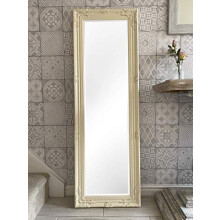 DOWNTON INTERIORS UK Tall Ivory Cream Ornate Vintage Style Dressing Wall Mirror - 56 inches x 18 inches (142 cm x 47 cm)