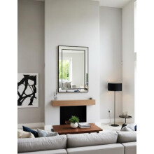DEENZ Large 90 X 60cm Rectangle Shape Black Beaded Border Frame Wall Mirror With Hanging Hooks