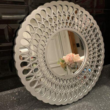 New Round Silver Circle Droplet Pattern Mirror Home Decor Unique Design 39x39cm
